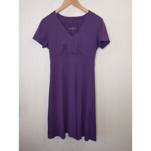 Eddie Bauer Travex Purple Empire Waist Travel Dress V-Neck Small AS-IS